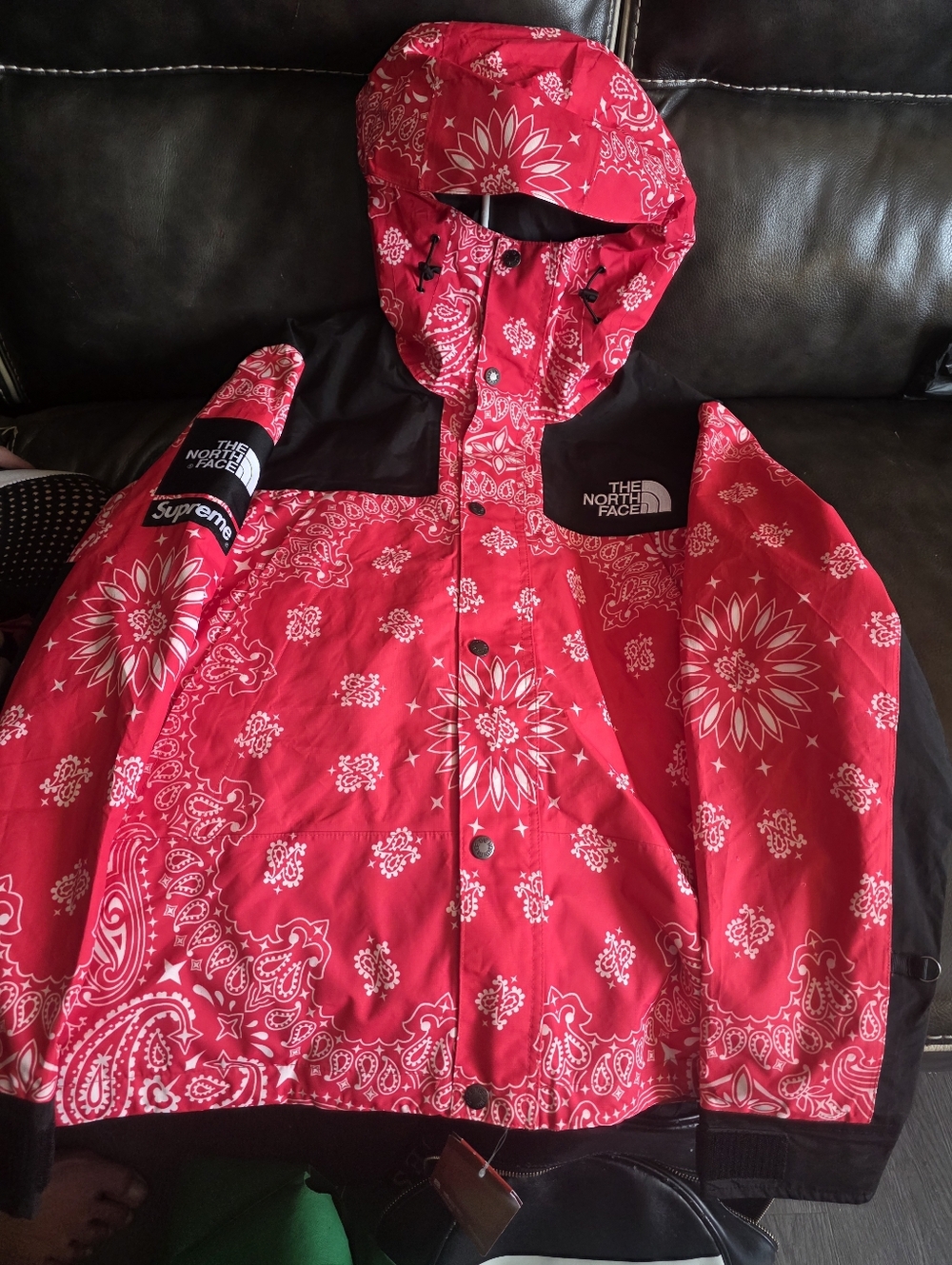 The North Face Red Bandana-Print Supreme Hooded Raincoat